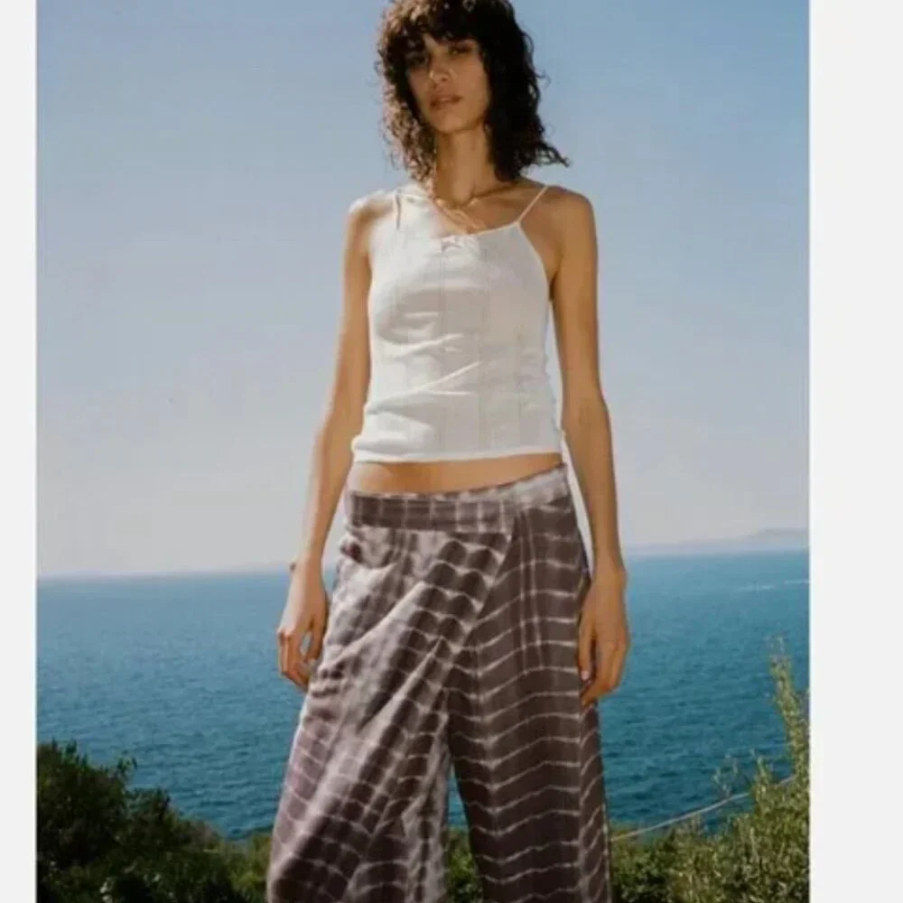 NWT ZARA Tie-Dye Wrap Trousers Bloggers Fave Linen Blend XL